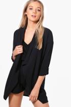 Boohoo Lottie Waterfall Woven Duster Black