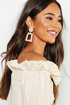 Boohoo Blush Textured Oversized Statement Earrings