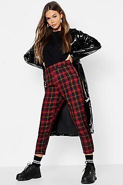Boohoo Woven Tartan Check Peg Pants