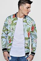 Boohoo Floral Bomber With Sports Rib Co-ord
