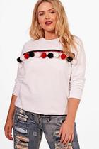 Boohoo Plus Perrie Pom Pom Oversized Sweat Top