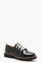 Boohoo Slogan Lace Cleated Brogues