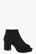 Boohoo Robyn Peeptoe Platform Shoe Boot Black