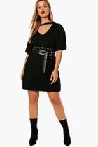 Boohoo Plus Choker T-shirt Dress