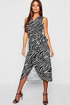 Boohoo Woven Tiger Print Wrap Dress