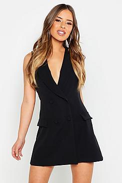 Boohoo Petite Sleeveless Double Breasted Blazer Dress