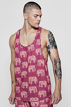Boohoo Longline Elephant Tribal Print Co-ord Vest