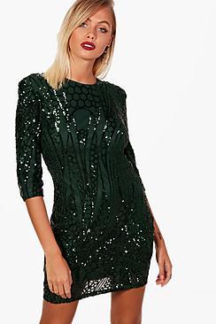 Boohoo Boutique Sequin Power Shoulder Dress