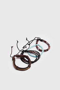 Boohoo Aztec And Beads Woven Stack Bracelet