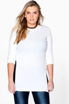 Boohoo Plus Shelley Side Split Rib Unit Jumper Ivory