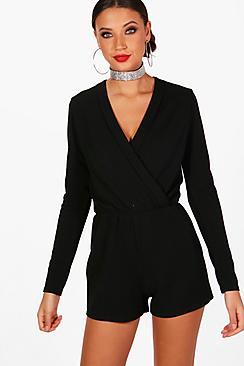 Boohoo Tall Leah Wrap Front Playsuit