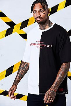 Boohoo Man Certified Spliced Detail Mismatch Printed T-shirt