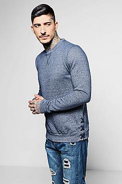 Boohoo Space Dye Sweater With Eyelet Detail