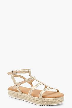 Boohoo Raffia Espadrille Sandals
