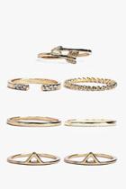 Boohoo Florence 7 Pack Skinny Ring Pack Gold