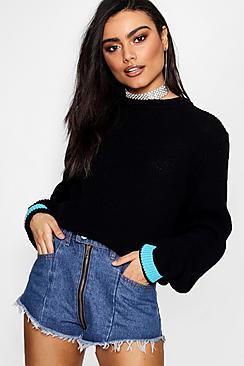 Boohoo Heidi Contrast Cuff Jumper