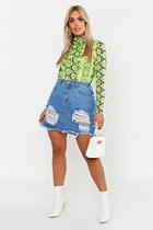 Boohoo Plus Distressed Ripped Hem Denim Skirt