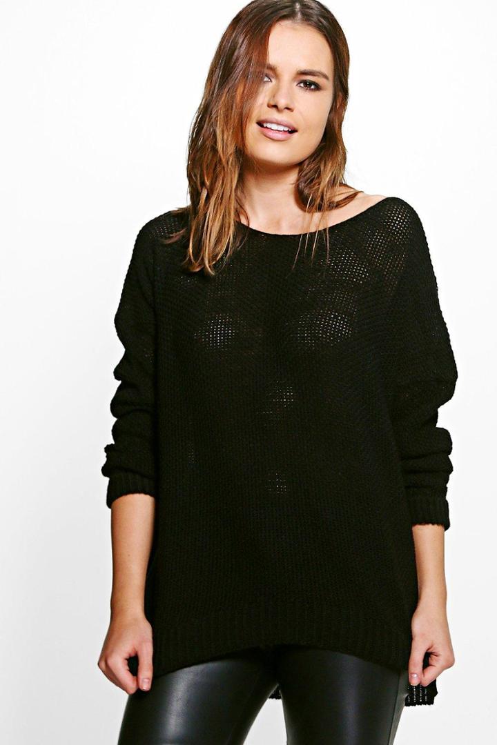 Boohoo Hannah Oversized Boyfriend Jumper Black