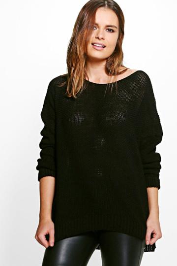Boohoo Hannah Oversized Boyfriend Jumper Black