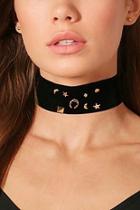 Boohoo Ash Moon And Stars Embellished Velvet Choker