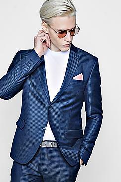 Boohoo Gingham Skinny Fit Suit Jacket