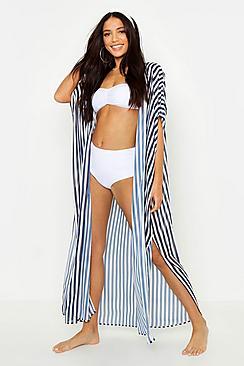 Boohoo Stripe Maxi Beach Kimono