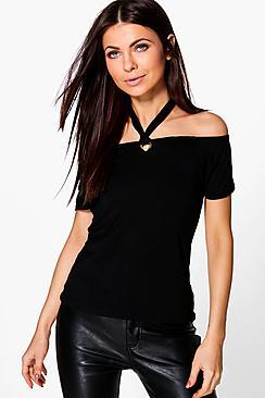 Boohoo Mimi Off The Shoulder D Ring Top