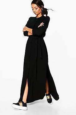 Boohoo Tall Woven Split Side Maxi Shirt Dress