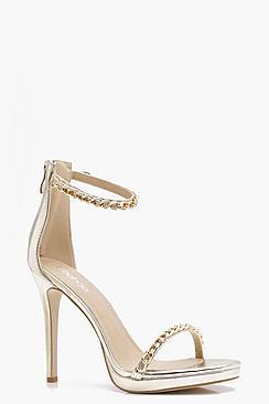 Boohoo Louise Chain Detail 2 Part Platform Heels