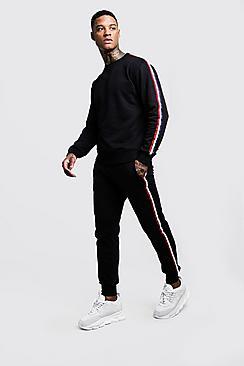 Boohoo Sweater Tracksuit With Tape Detail