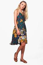 Boohoo Posie Halterneck Printed Shift Dress