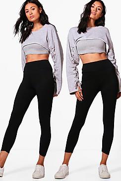 Boohoo Larah 2 Pack Cropped High Waist Leggings