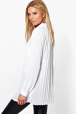 Boohoo Pleat Back Long Sleeve Shirt