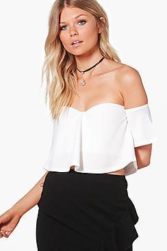 Boohoo Petite Rosie Off The Shoulder Bandeau Top