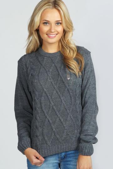 Boohoo Zoey Cable Knit Jumper - Grey