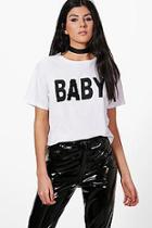 Boohoo Ellie Sequin Letter Slogan T-shirt