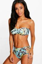 Boohoo Abu Dhabi Banana Leaf High Waist Bikini Multi
