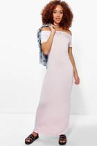 Boohoo Kerry Off Shoulder Maxi Dress Nude