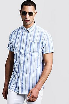 Boohoo Stripe Oxford Short Sleeve Shirt
