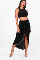 Boohoo Lea Slinky Crop & Ruched Maxi Co-ord Set