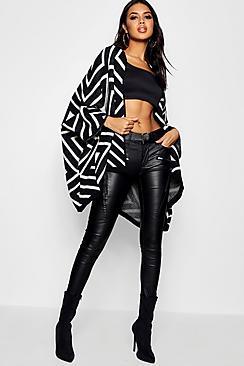 Boohoo Aaleyah Aztec Cape Knitted Cardigan