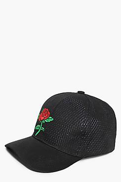 Boohoo Saffron Rose Embroidered Cap