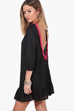 Boohoo Petite Zoe Tassel Back Shift Dress