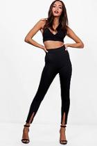 Boohoo Jackie Seam Split Front Disco Leggings