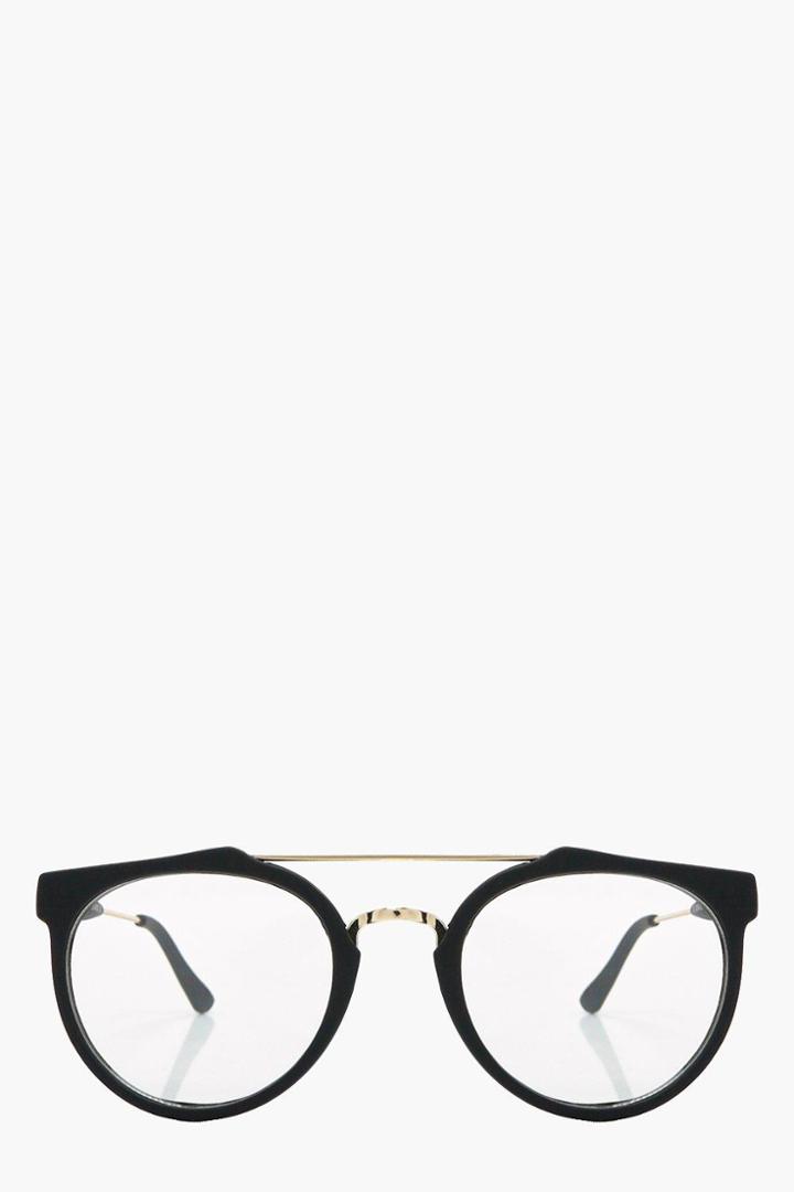 Boohoo Tanya Clear Double Bar Glasses Clear