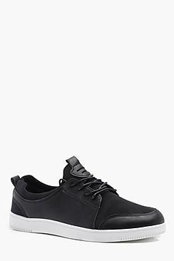Boohoo Camo Mesh And Pu Trainers