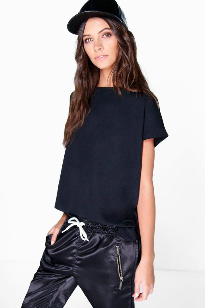 Boohoo Hannah Oversized Woven Tunic Black