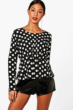 Boohoo Anna Polka Dot Blouse