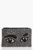 Boohoo Isabel Embellished Eyes Purse Black