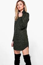 Boohoo Petite Rosie Roll Neck Brushed Knit Dress